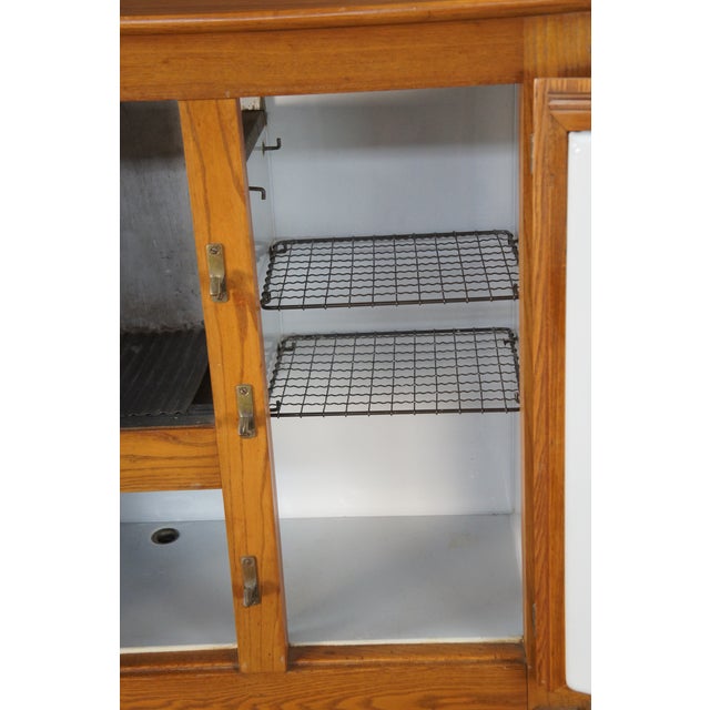 Antique American Oak Farmhouse Kitchen Pantry Ice Box Refrigerator Bar Cabinet For Sale - Image 6 of 14