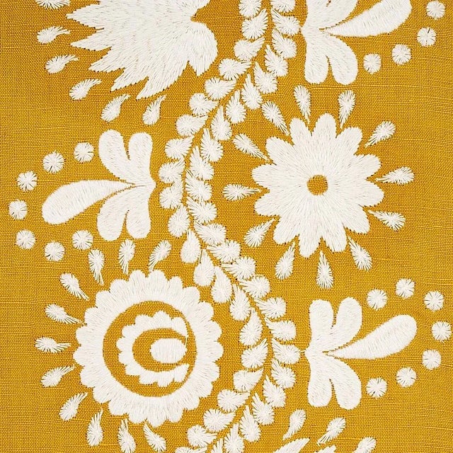 Schumacher Sample - Schumacher Theodora Embroidery Fabric in Saffron For Sale - Image 4 of 5