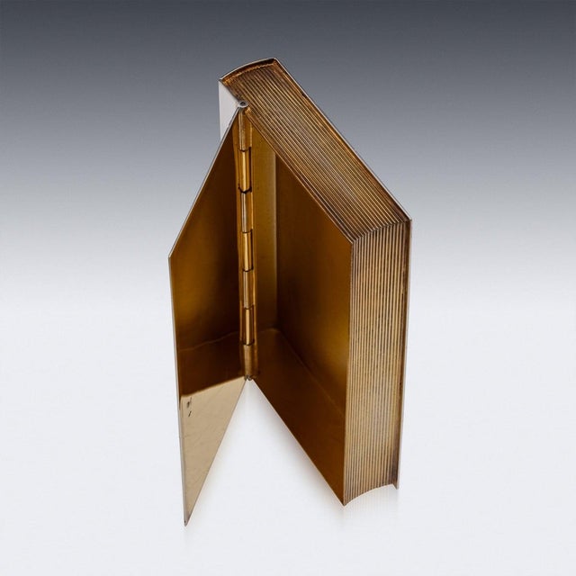 Vintage English Silver Book Shaped Cigar Box, 2015 For Sale - Image 10 of 18