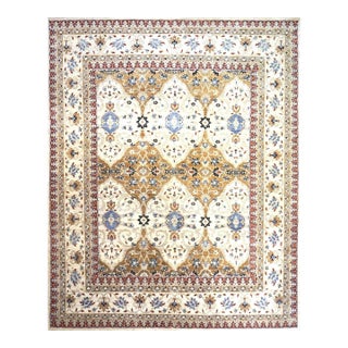 Afghan Sultanabad Masters Wool 8 x 10 Ivory, Tan, Red & Light Blue Handmade Area Rug #1143755 For Sale