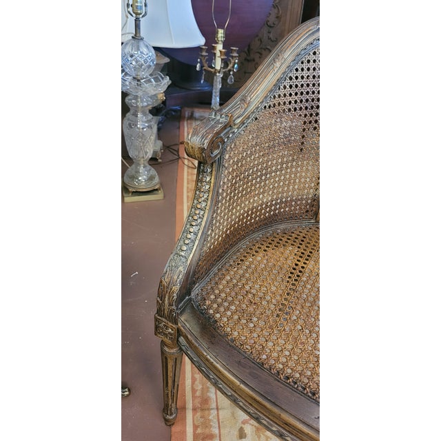 Brown Exceptional Antique Louis XV Cane Bergere Chair For Sale - Image 8 of 12