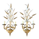 Antique French Gilded Wheat Sheaf Wall Sconces -a Pair For Sale