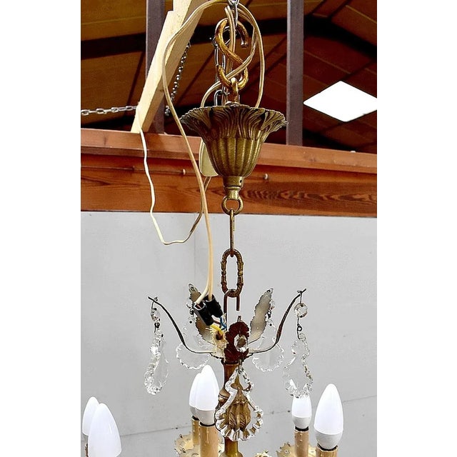 Metal Crystal Chandelier, 1950s For Sale - Image 7 of 18