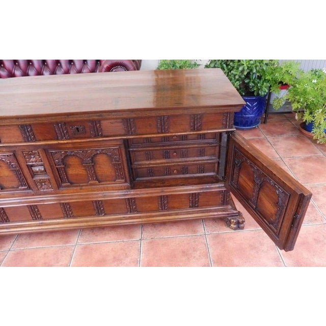 Wood Antique Mid-18th Century Italian Baroque Carved Walnut Deception Coffer, 1740 For Sale - Image 7 of 14