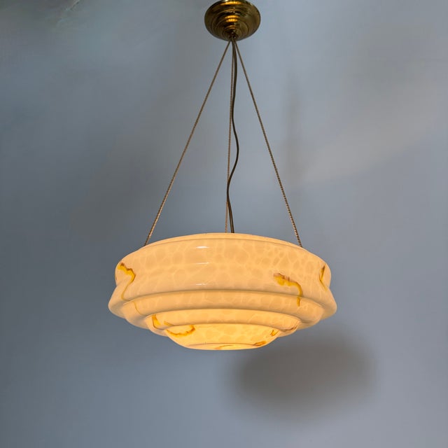 Art Deco Glass Hanging Lamp, 1950s For Sale - Image 16 of 18