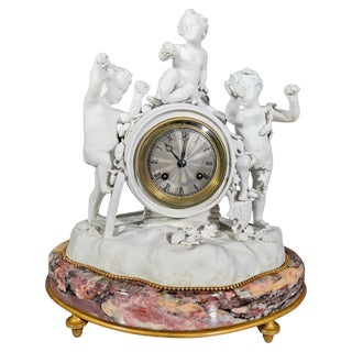 Porcelain Clock from Le Roy and Fills in Paris, 1830s For Sale