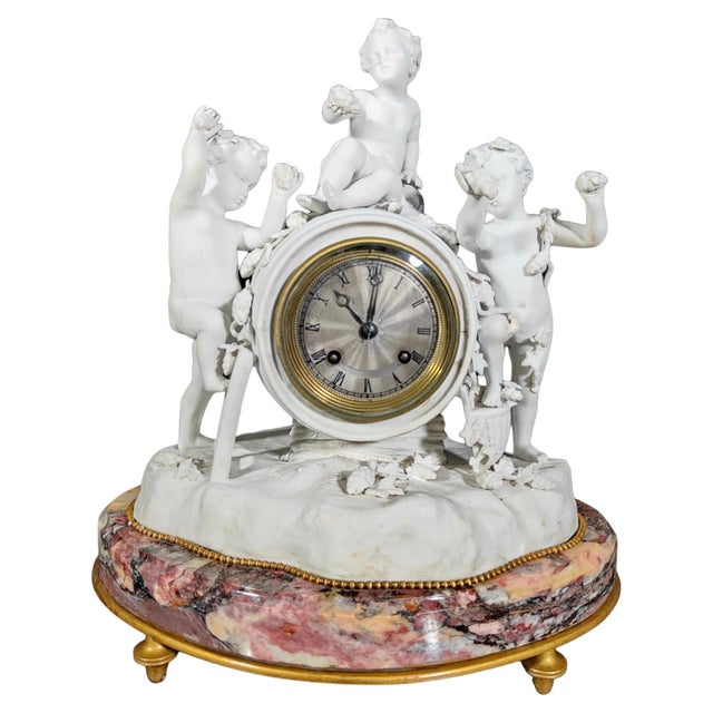 Porcelain Clock from Le Roy and Fills in Paris, 1830s For Sale