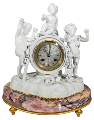 Porcelain Clock from Le Roy and Fills in Paris, 1830s