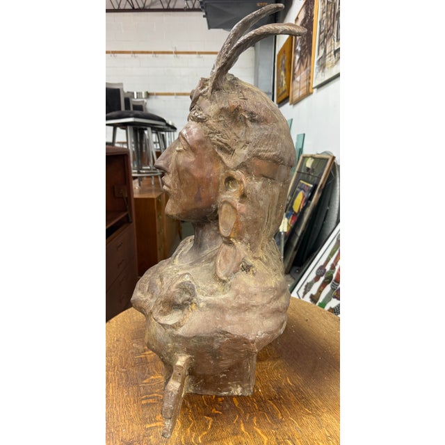 Mid 20th Century Beautiful Bronze Bust of Meso-American Figure For Sale - Image 5 of 12