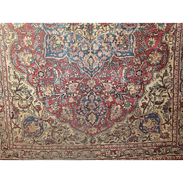 19th Century Persian Kerman Lavar Rug, Handwoven Floral Pattern, Red & Ivory, 8’ X 11’ For Sale - Image 10 of 12
