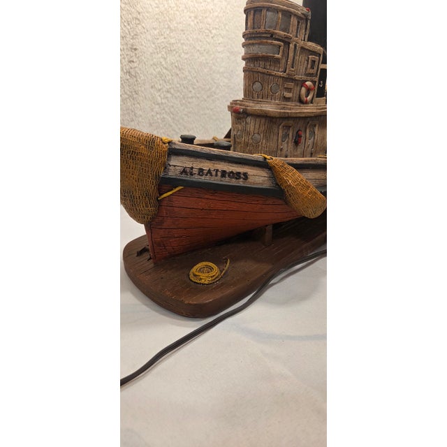 Vintage Albatross Tugboat Nautical Table Lamp – Hand-Painted Maritime Decor For Sale - Image 10 of 12