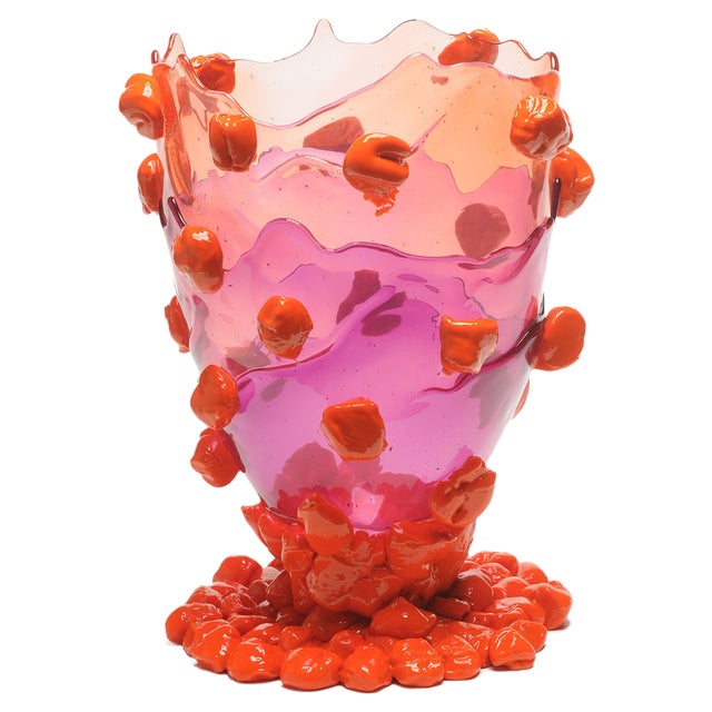 Light Ruby, Clear Purple, Matt Orange Nugget Extracolor Vase by Gaetano Pesce for Fish Design For Sale