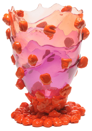 Light Ruby, Clear Purple, Matt Orange Nugget Extracolor Vase by Gaetano Pesce for Fish Design