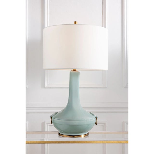 Mid-Century Modern Lotus Celadon Lamp For Sale - Image 3 of 7