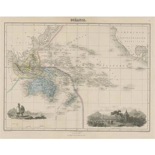 Map of the Oceans around Australia, Indonesia and New Zealand, 1880 For Sale