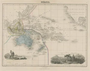 Map of the Oceans around Australia, Indonesia and New Zealand, 1880