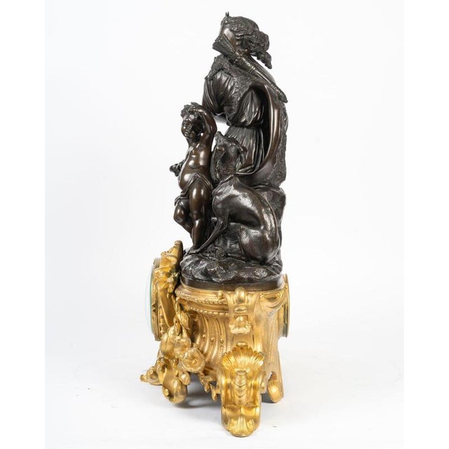 Large Clock with Diana the Huntress and Putto, 19th Century For Sale - Image 11 of 12