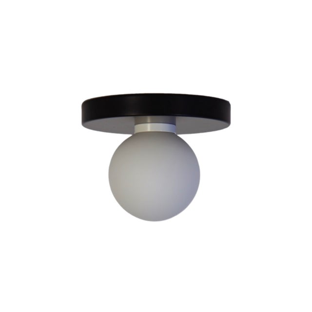 Globe Flush Mount Black, 3 Inch Glass Globe, by Research.Lighting, Modern, Minimal For Sale - Image 4 of 6