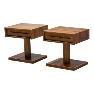 Mid-Century Modern Walnut Bedside Tables, Set of 2 For Sale