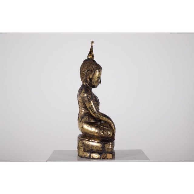 Unknown, Shan Buddha in Bhumisparsha Mudra, 1800s, Wood For Sale - Image 4 of 7
