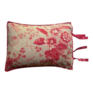 Large-Scale French Botanical Toile Pillow Sham — Rose Red on Natural Linen, Reversible