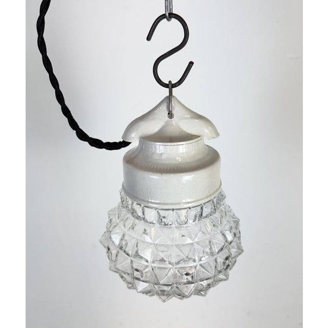 Ceramic Vintage White Porcelain Pendant Light, 1970s For Sale - Image 7 of 15