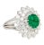 Vintage 3.19 carat oval cut minor oil Colombian emerald and round cut diamond cluster ring in platinum 900 vintage ring...