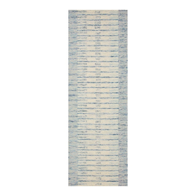 Chris Loves Julia x LoloiChris Ivory / Denim 2'-6" x 11'-6" Runner Rug For Sale