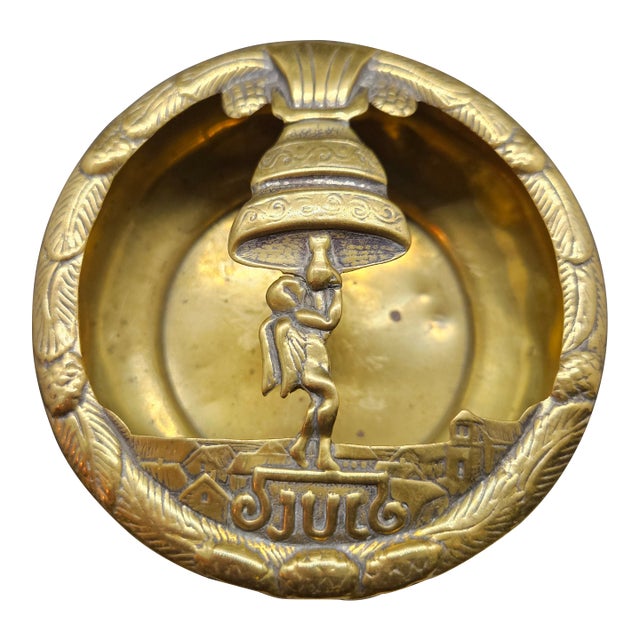 Vintage Scandinavian Solid Brass "Jul" (Christmas) Bell Ashtray / Trinket Dish. For Sale