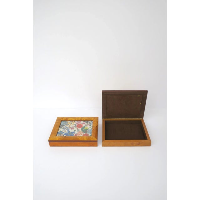 Tan Burl Wood Jewelry Box & Picture Frame For Sale - Image 8 of 12