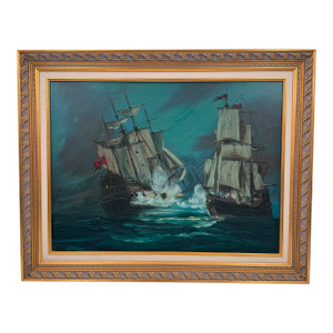 Glenn Richardson Large Naval Battle Seascape Oil Painting