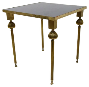 French Brass Nesting Tables with Mirrored Tops, 1950s, Set of 3