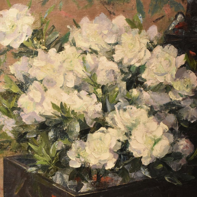 Willy Van Riet, Flowers Vase, 1923, Oil Painting on Canvas, Framed For Sale - Image 4 of 11