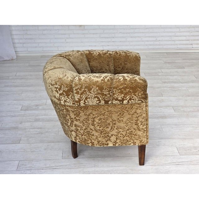 Vintage Danish Armchair in Green Furniture Velour & Ash Wood Legs, 1960s For Sale - Image 17 of 18