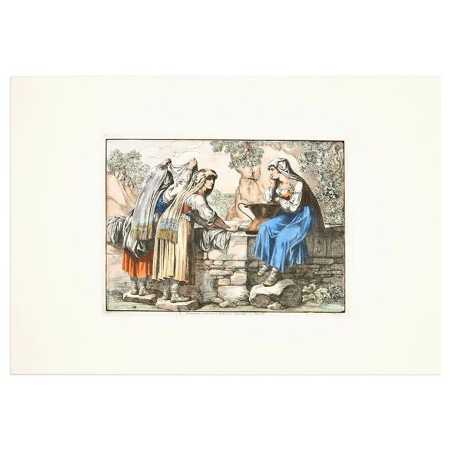 Ciociare, vicino a Subiaco; passato Tivoli is a precious hand-colored etching by Bartolomeo Pinelli. The inscriptions...