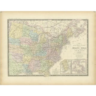 Antique Map of the Eastern United States by Levasseur, 1875 For Sale