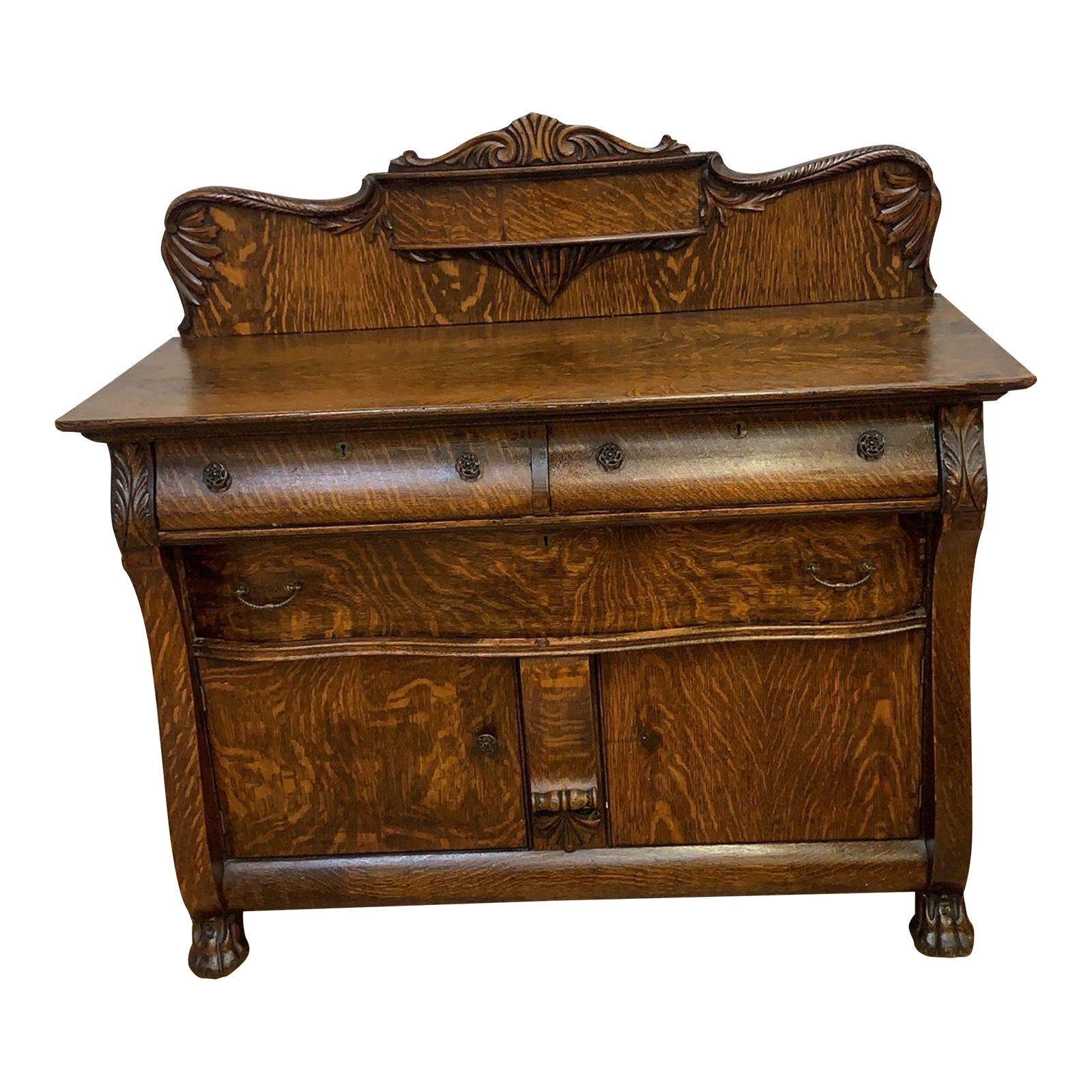 Late 19th Century Antique American Empire Quarter Sawn Oak Buffet Chairish