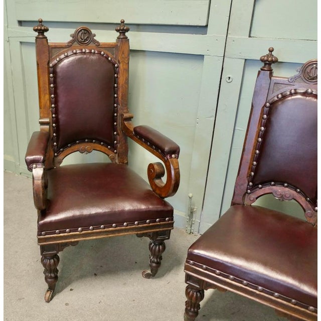 Gothic Oak High-Back Dining Chairs, Set of 6 For Sale - Image 4 of 8