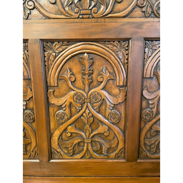 Antique Hand-Carved Wood Storage Bench For Sale In Dallas - Image 6 of 16