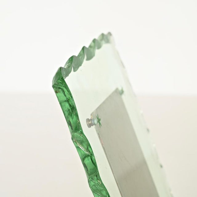 Nile Green Chiseled Crystal and Brass Photo Frame from Fontana Arte, Italy, 1950s For Sale - Image 12 of 15