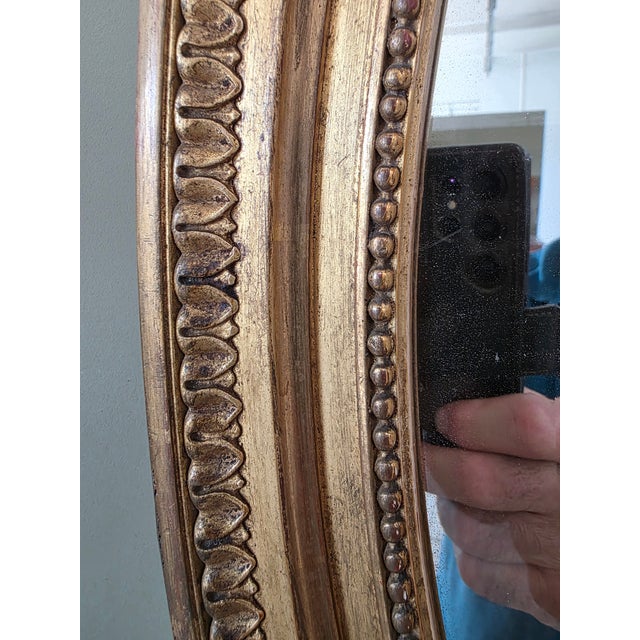 19th Century Napoleon III French Oval Gilded Mirror with Love Knot For Sale - Image 12 of 14