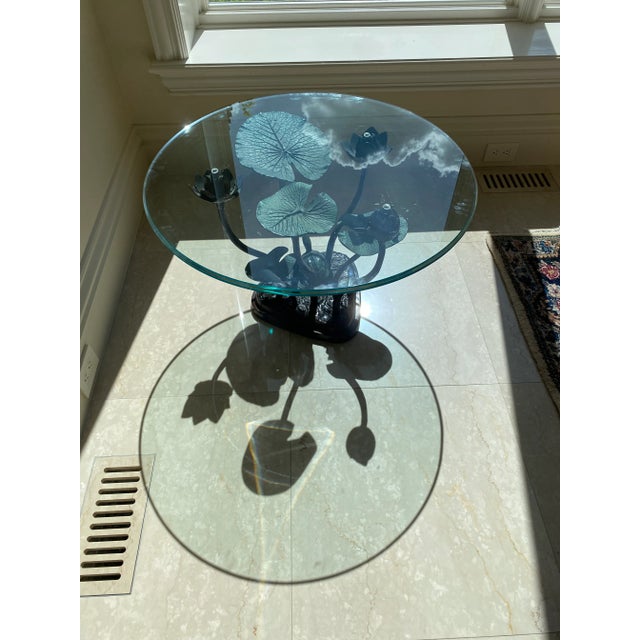 2010s Round glass top with Iron base Table For Sale - Image 5 of 12