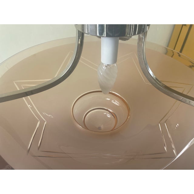 Glass Vintage Art Deco French Hanging Lamp, 1920s For Sale - Image 7 of 16