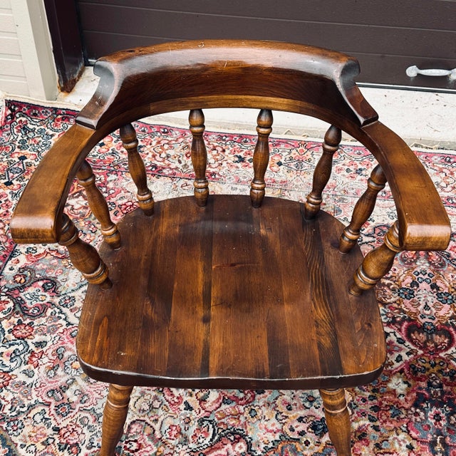 Vintage Ethan Allen Old Tavern Antiqued Pine Captain's Chairs 126000