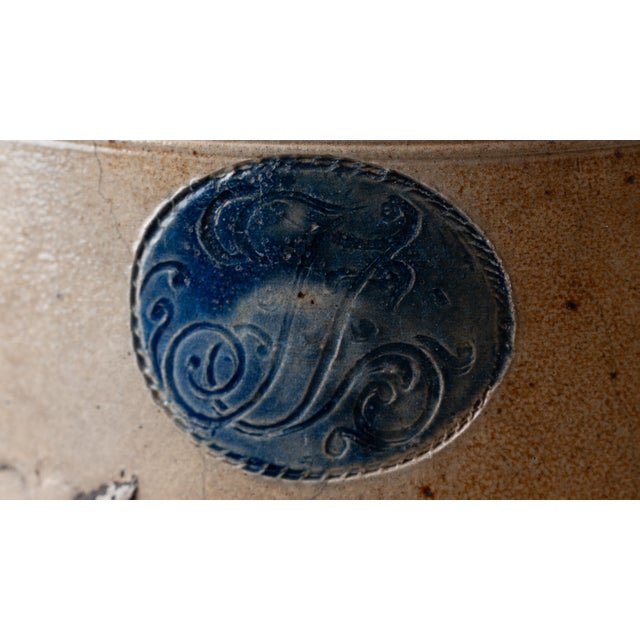 Late 18th Century Jonathan Fenton Stoneware Jar, j.f. Cartouche & Cobalt Flower, Boston, c.1795 For Sale - Image 5 of 18