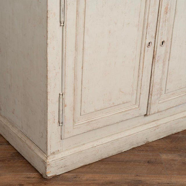 Antique Gray Painted Gustavian Tall Display Bookcase, Sweden