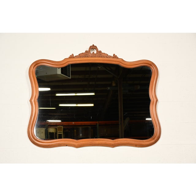Romweber Style French Provincial Louis XV Carved Fruitwood Wall Mirror, 1950s For Sale - Image 10 of 10