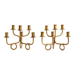 Brass Candelabra by Josef Frank for Svenskt Tenn, 1940s, Set of 2 For Sale
