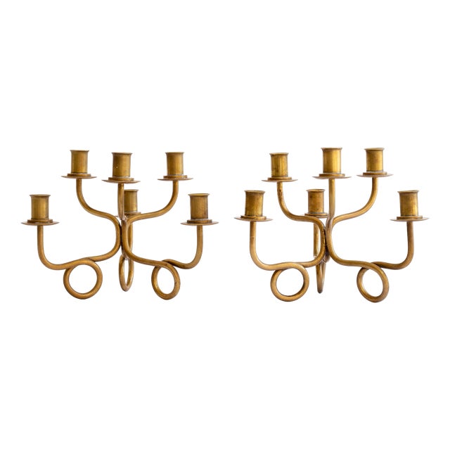 Brass Candelabra by Josef Frank for Svenskt Tenn, 1940s, Set of 2 For Sale