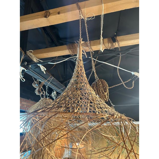 Pair of Decorative French Rattan Pendant Lights For Sale In Dallas - Image 6 of 11